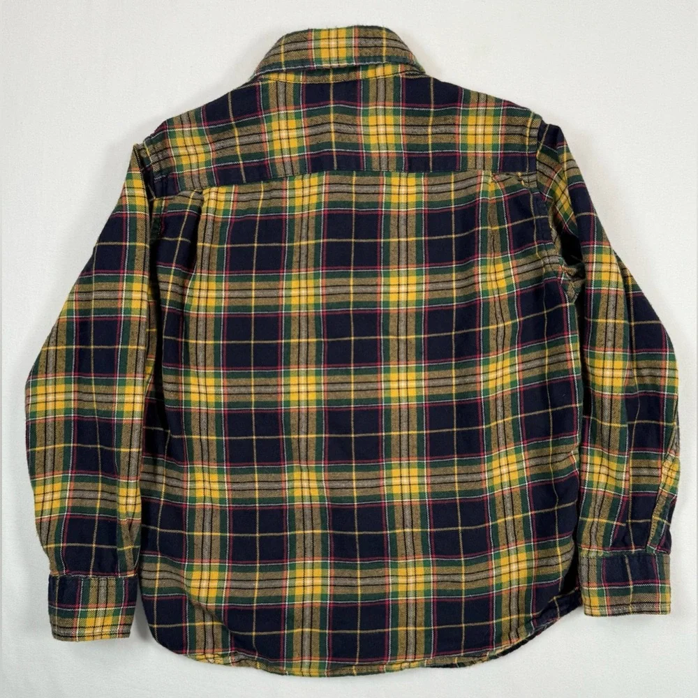 UNIQLO‎ KIDS Boys Plaid Flannel Button Down Shirt Size 5-6 Classic Cozy Fall